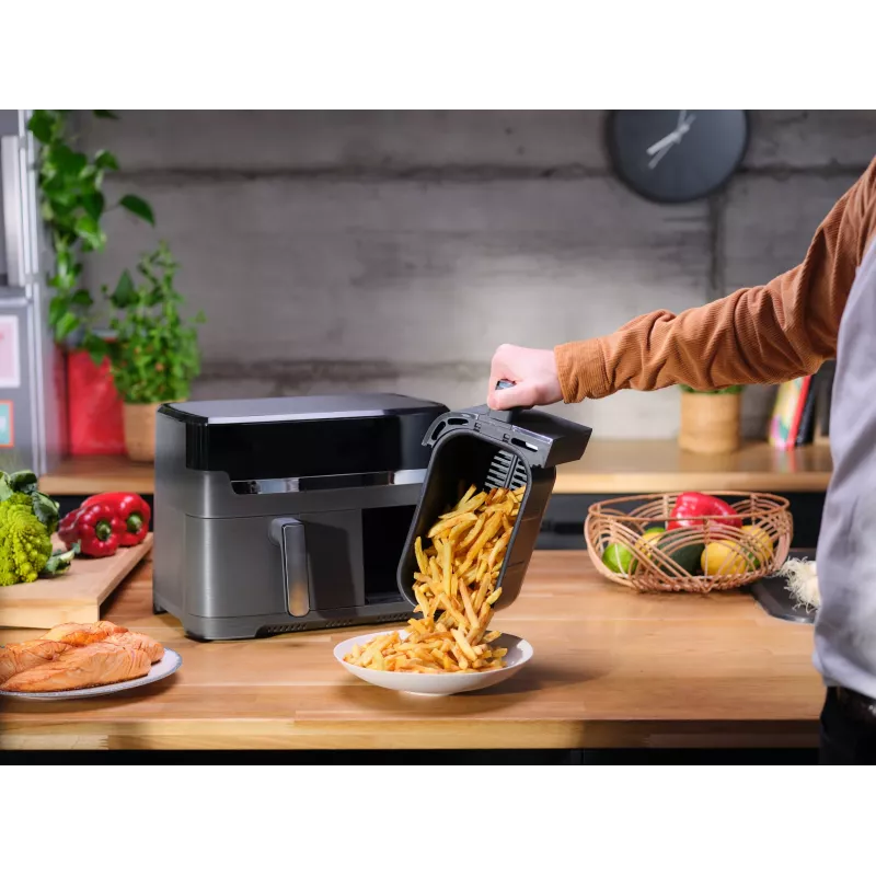 Tefal Dual Easy Fry & Grill EY905B Dviguba 8,3 L 2700 W Karšto oro gruzdintuvė Pilka