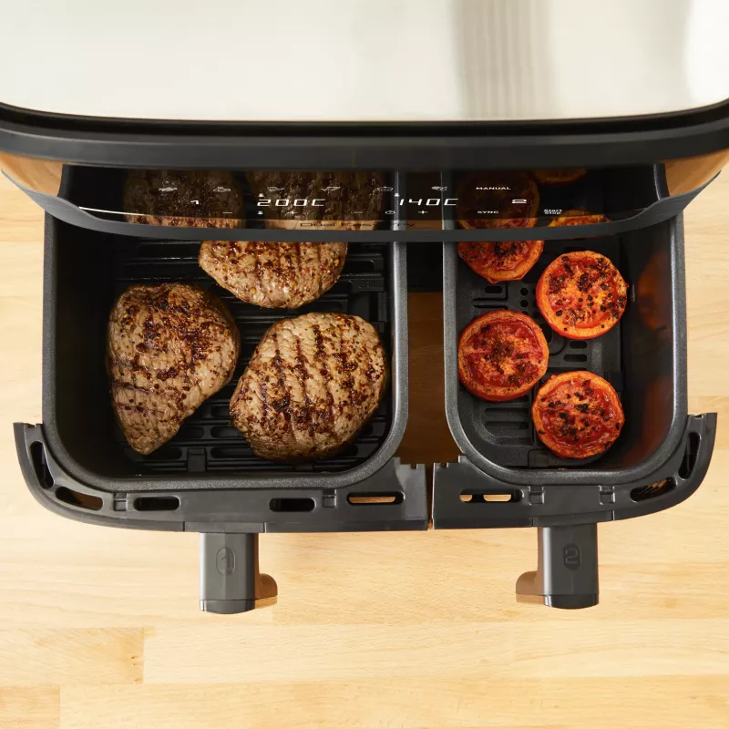 Tefal Dual Easy Fry & Grill EY905B Dviguba 8,3 L 2700 W Karšto oro gruzdintuvė Pilka