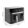 Tefal Dual Easy Fry & Grill EY905B Dviguba 8,3 L 2700 W Karšto oro gruzdintuvė Pilka