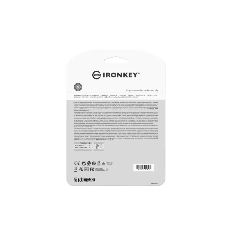 Kingston Technology IronKey 64GB USB-C Vault Privacy 50C AES-256 šifruotas, FIPS 197