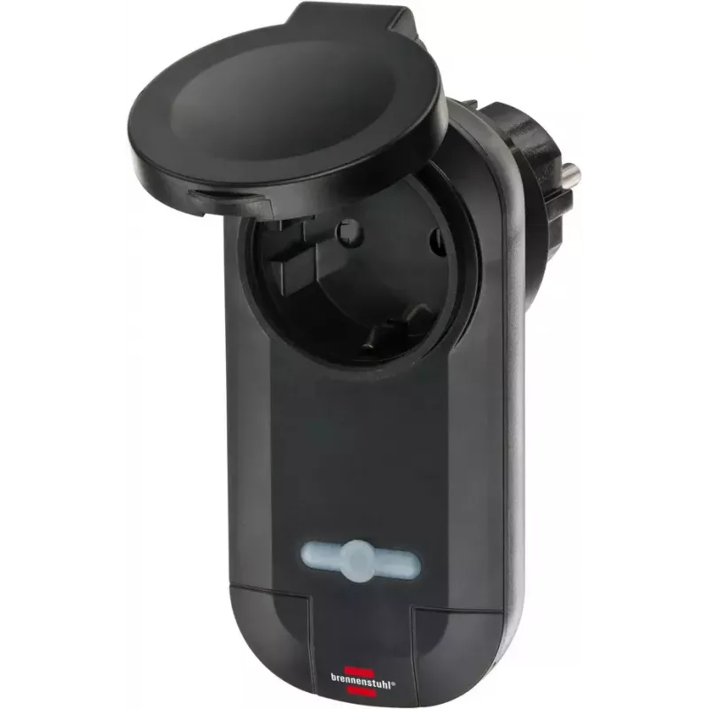 Brennenstuhl Comfort-Line RC CE1 0201 nuotoliniu būdu valdomų lizdų rinkinys, 2 lizdai su pulteliu, IP44, juodas