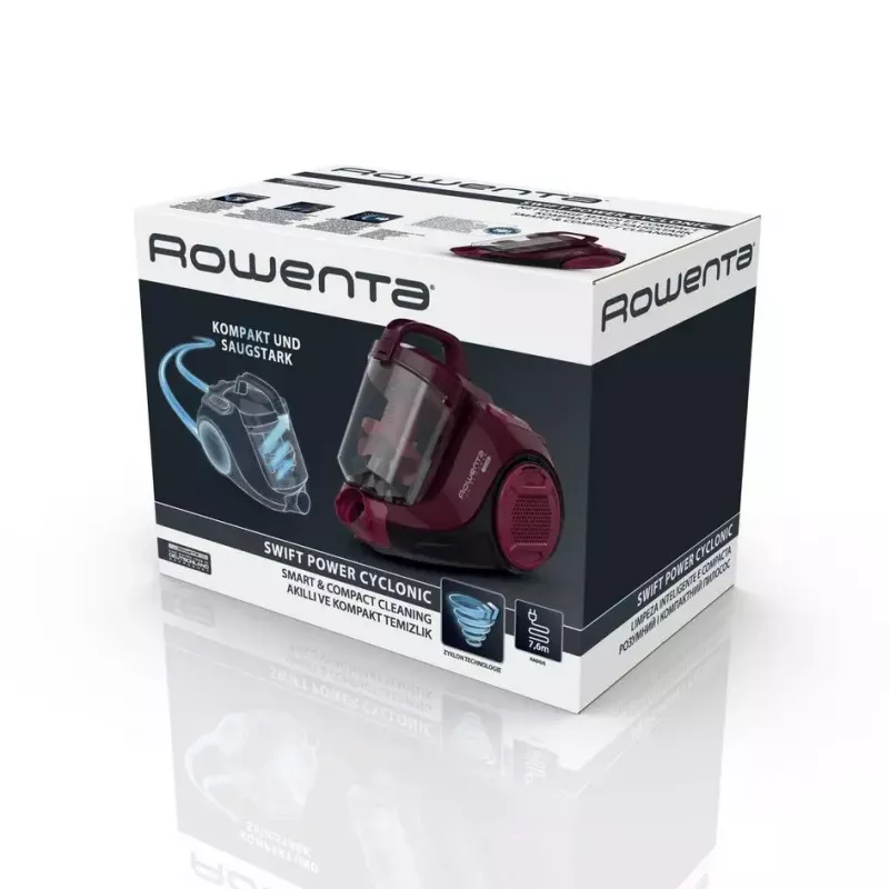 Cikloninis dulkių siurblys ROWENTA Swift Power RO2933 — 750 W, be maišelio, bordo/juodas, 4,87 kg