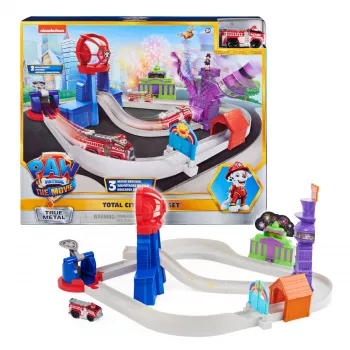 PAW Patrol True Metal Total City Rescue Movie Track Set su išskirtiniu Marshall automobiliu, 1:55, žaislai vaikams nuo 3 metų