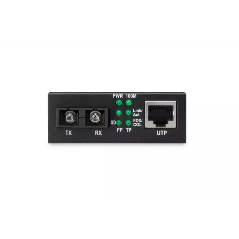 DIGITUS Media Converter, daugiamodis 10/100Base-TX į 100Base-FX, su maitinimo šaltiniu, SC jungtis, iki 2 km