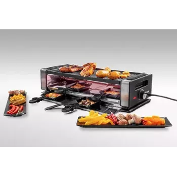 Unold 48730 raclette grilis 8 asmenims 1200 W Juoda, Nerūdijantis plienas