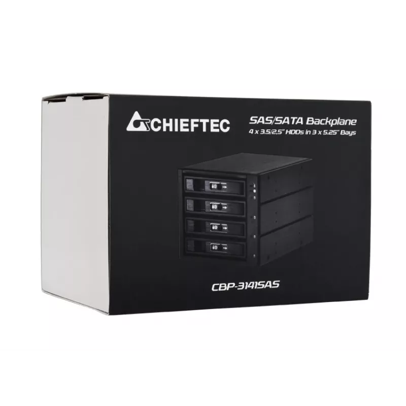 Chieftec CBP-3141SAS 4x 3.5 inch / 2.5 inch SATA/SAS kietųjų diskų korpusas su antivibraciniu dizainu, juodas