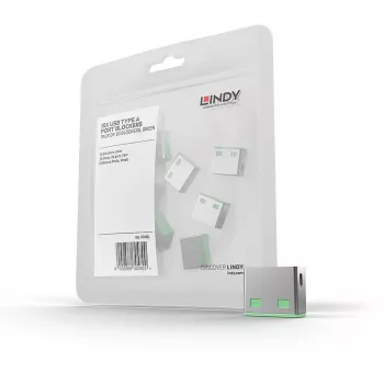 Lindy USB prievadų blokatorius (be rakto) – 10 vnt. pakuotė, spalva: žalia