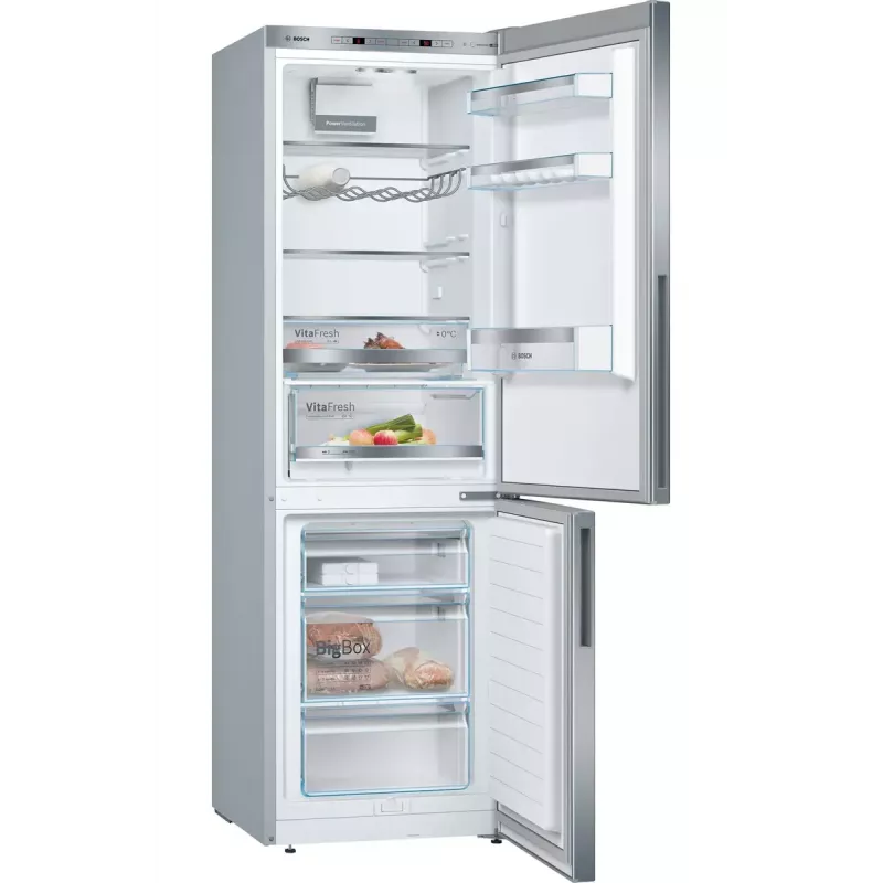 Bosch Serie 6 KGE36AICA šaldytuvas-šaldiklis, laisvai pastatomas, 308 L, nerūdijantis plienas