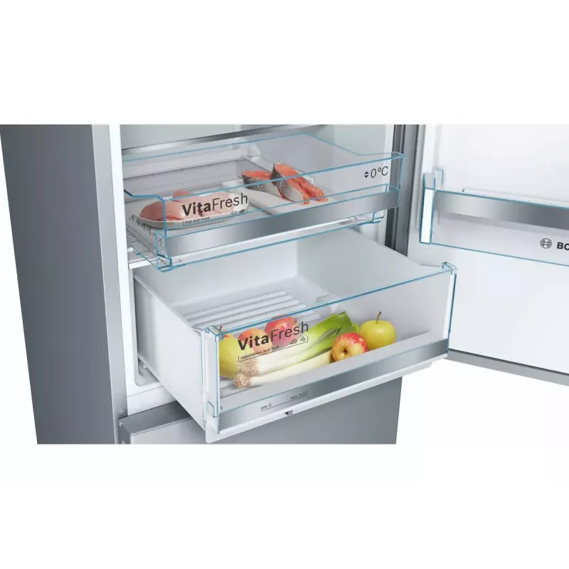 Bosch Serie 6 KGE36AICA šaldytuvas-šaldiklis, laisvai pastatomas, 308 L, nerūdijantis plienas