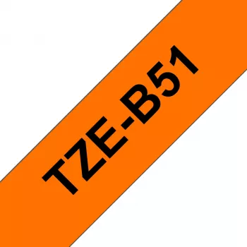 Brother laminuota juosta TZe-B51, juoda ant fluorescencinės oranžinės, 24 mm x 5 m