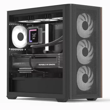 Mini bokštinis korpusas Aerocool D301A Black Wood ATX maitinimo šaltiniui