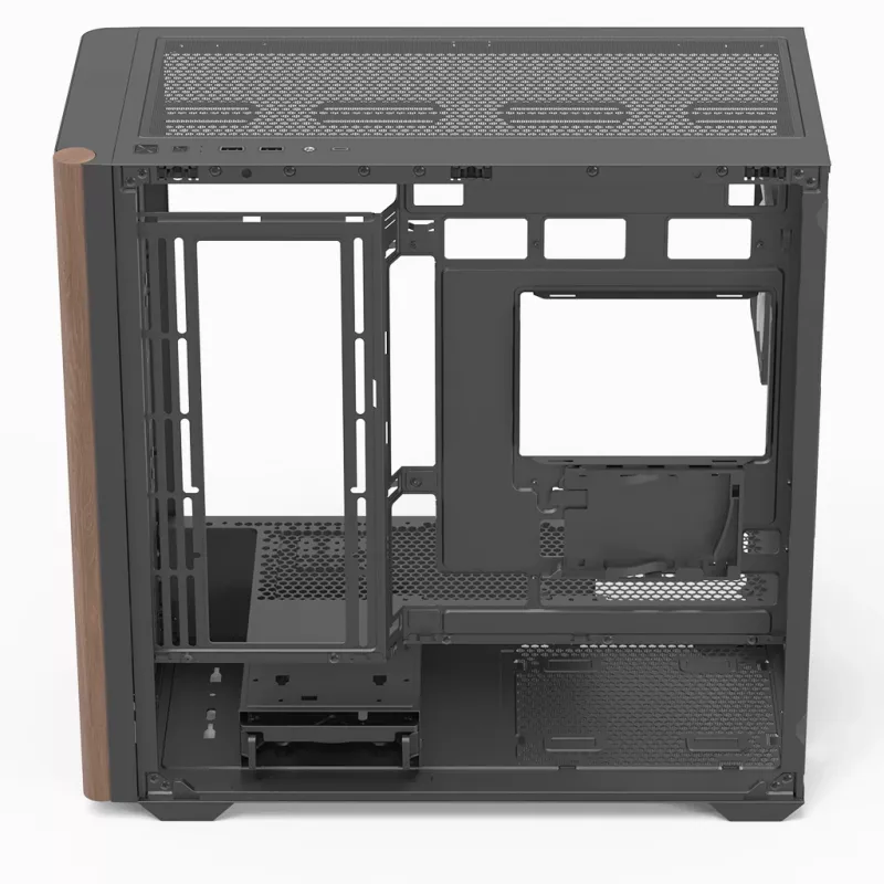 Mini bokštinis korpusas Aerocool D301A Black Wood ATX maitinimo šaltiniui