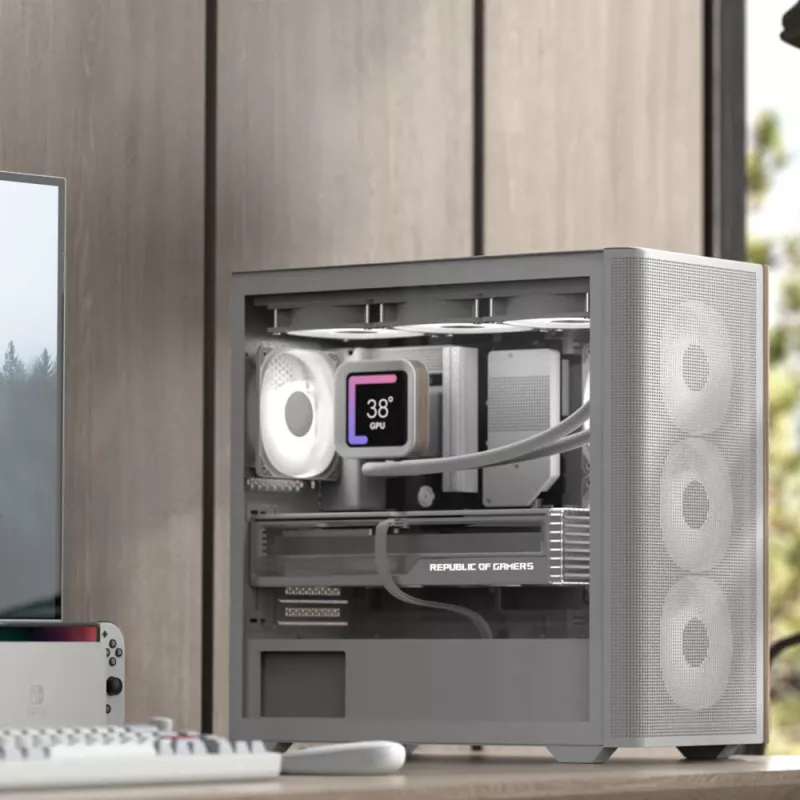 Mini bokštinis korpusas Aerocool D301A Black Wood ATX maitinimo šaltiniui