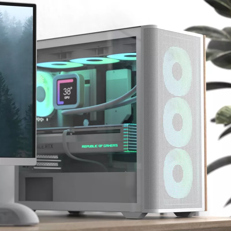 Aerocool D301A Mini Tower Baltas, Medinis