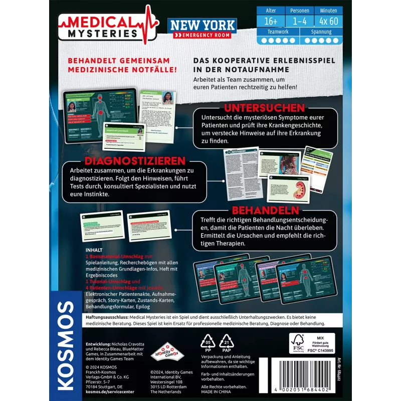 Kosmos Medical Mysteries - New York Emergency Room stalo žaidimas Dedukcija 60 min