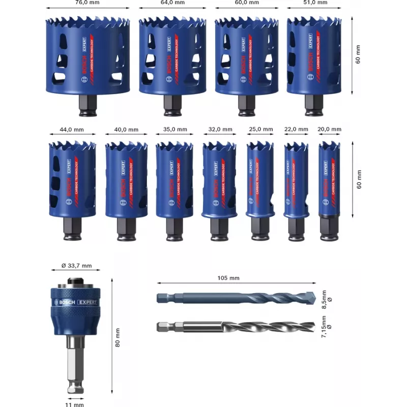 Bosch 2 608 900 447 gręžtuvinis pjūklas skylėms 11 vnt.