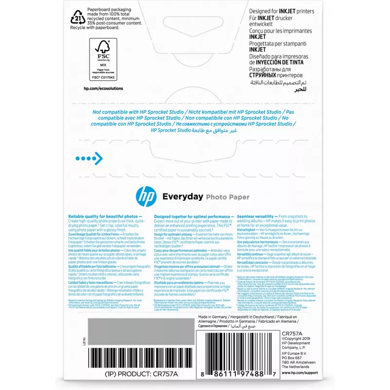 HP Everyday Photo Paper Glossy 200 g/m² 10×15 cm (101×152 mm) 100 lapų
