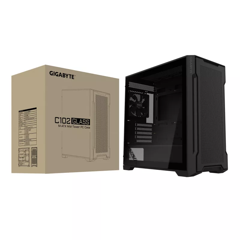 GIGABYTE C102 GLASS Midi Tower korpusas juodas