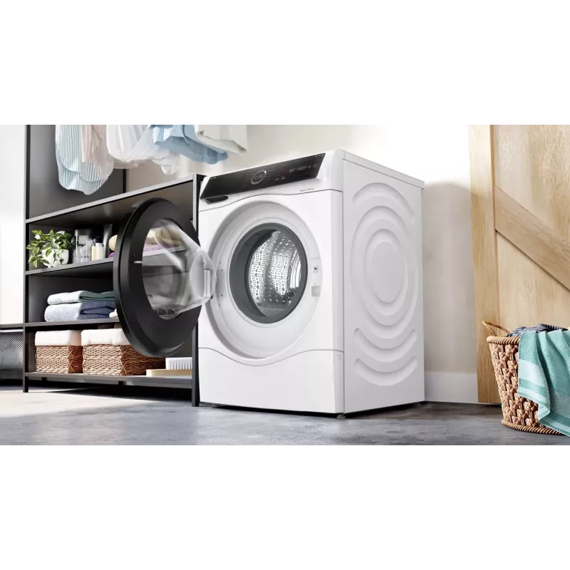 Bosch Serie 8 WNC254A40 skalbyklė su džiovykle, priekinio pakrovimo, laisvai pastatoma, balta