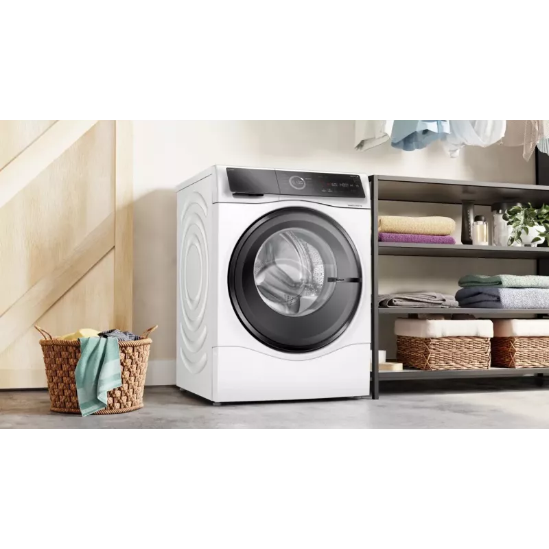 Bosch Serie 8 WNC254A40 skalbyklė su džiovykle, priekinio pakrovimo, laisvai pastatoma, balta