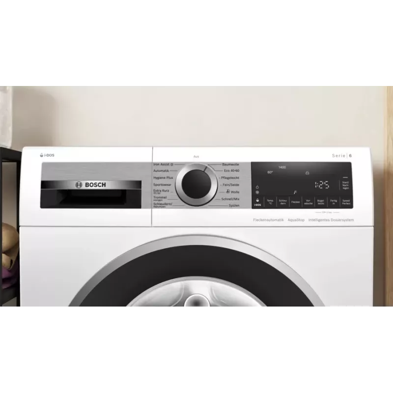 Bosch Serie 6 WGG244F40 skalbimo mašina, kraunama iš priekio, 9 kg, 1351 aps./min., i-DOS, balta/juoda