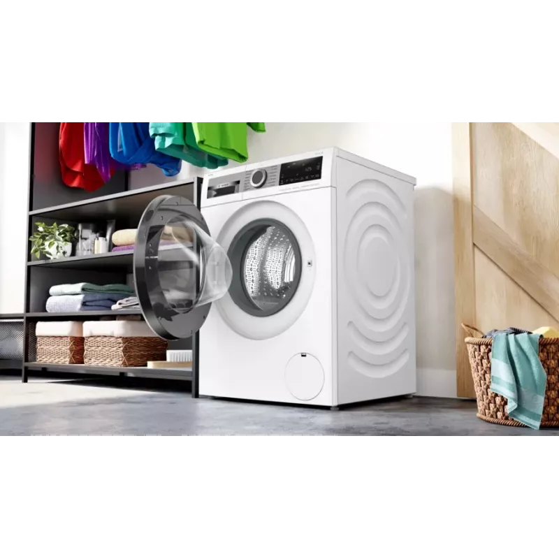 Bosch Serie 6 WGG244F40 skalbimo mašina, kraunama iš priekio, 9 kg, 1351 aps./min., i-DOS, balta/juoda