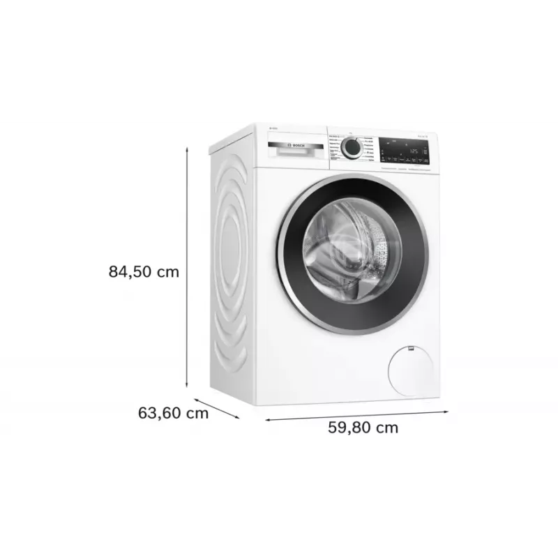 Bosch Serie 6 WGG244F40 skalbimo mašina, kraunama iš priekio, 9 kg, 1351 aps./min., i-DOS, balta/juoda