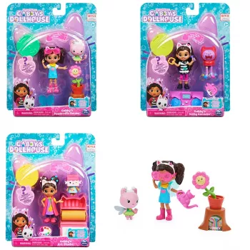 Gabby's Dollhouse , menų studijos rinkinys su 2 figūrėlėmis, 2 aksesuarais, pristatymo dėžute ir baldų detale, žaislai vaikams nuo 3 metų