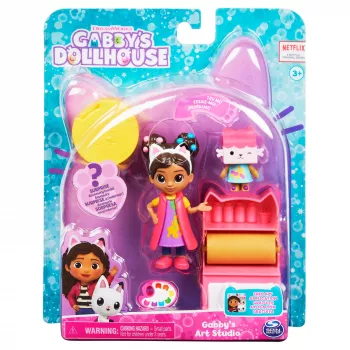 Gabby's Dollhouse , menų studijos rinkinys su 2 figūrėlėmis, 2 aksesuarais, pristatymo dėžute ir baldų detale, žaislai vaikams nuo 3 metų
