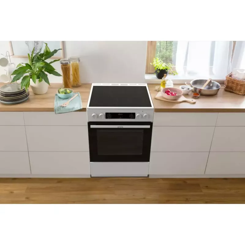 Gorenje GEC6C40WD Laisvai pastatoma viryklė Elektrinė Keraminė kaitlentė Juoda, Balta