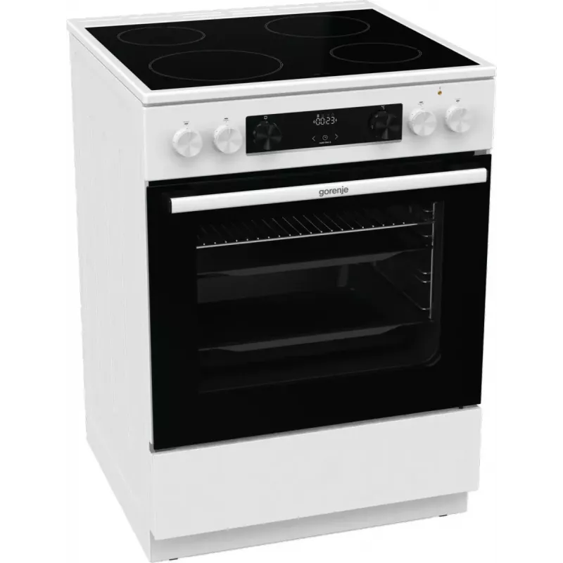 Gorenje GEC6C40WD Laisvai pastatoma viryklė Elektrinė Keraminė kaitlentė Juoda, Balta