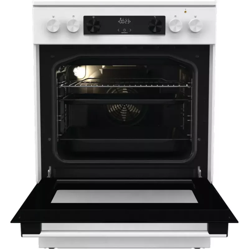 Gorenje GEC6C40WD Laisvai pastatoma viryklė Elektrinė Keraminė kaitlentė Juoda, Balta