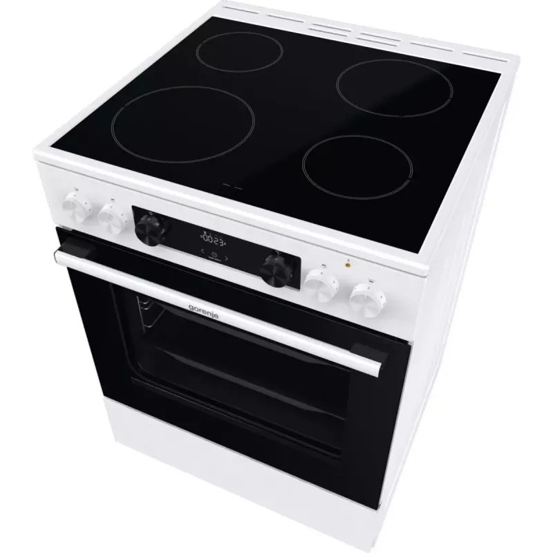 Gorenje GEC6C40WD Laisvai pastatoma viryklė Elektrinė Keraminė kaitlentė Juoda, Balta