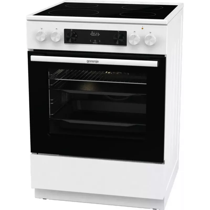Gorenje GEC6C40WD Laisvai pastatoma viryklė Elektrinė Keraminė kaitlentė Juoda, Balta