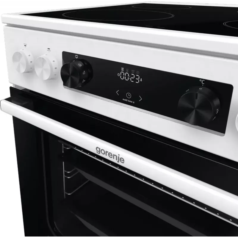 Gorenje GEC6C40WD Laisvai pastatoma viryklė Elektrinė Keraminė kaitlentė Juoda, Balta