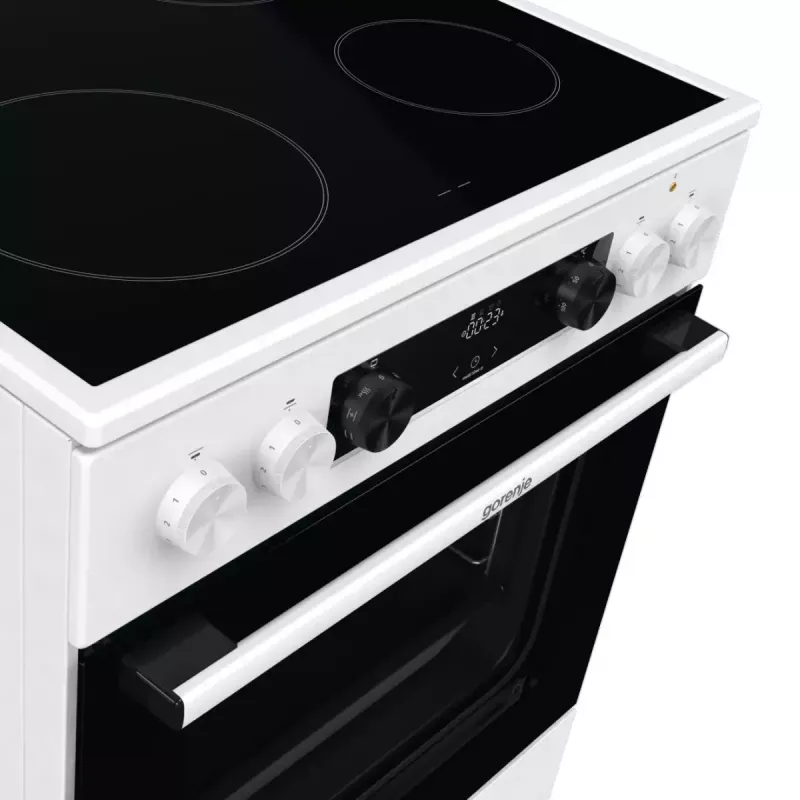 Gorenje GEC6C40WD Laisvai pastatoma viryklė Elektrinė Keraminė kaitlentė Juoda, Balta