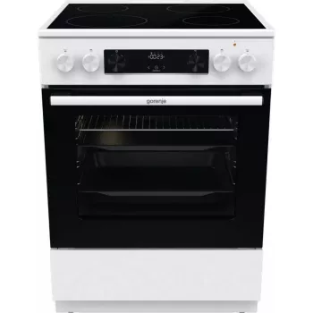 Gorenje GEC6C40WD Laisvai pastatoma viryklė Elektrinė Keraminė kaitlentė Juoda, Balta