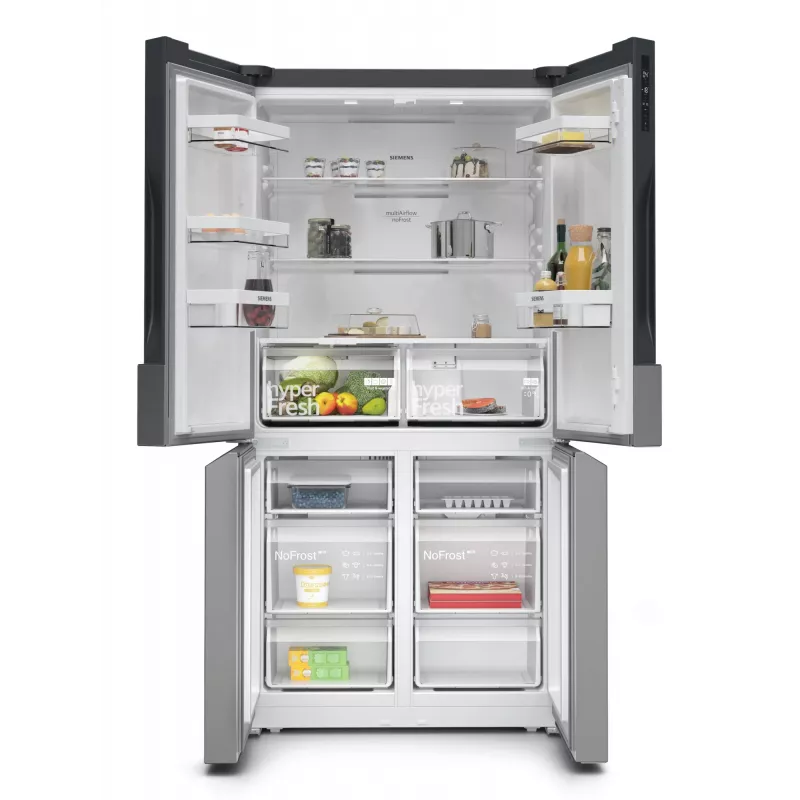 Šaldytuvas šaldiklis Siemens iQ300 KF96NVPEA laisvai pastatomas „French door“ 605 L sidabrinis