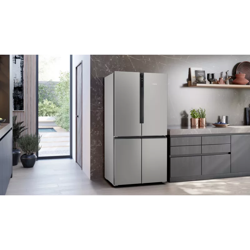Šaldytuvas šaldiklis Siemens iQ300 KF96NVPEA laisvai pastatomas „French door“ 605 L sidabrinis