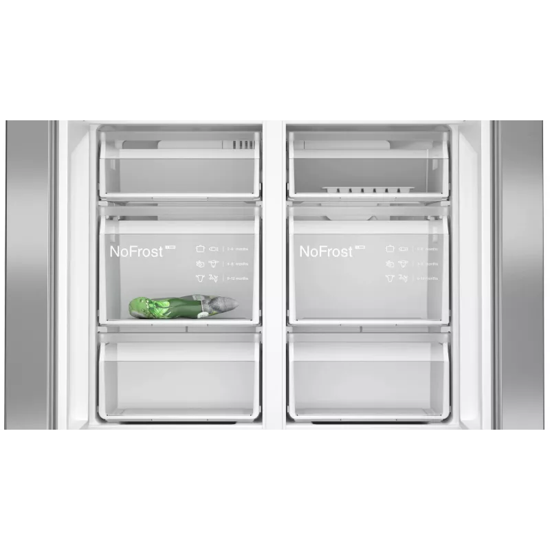 Šaldytuvas šaldiklis Siemens iQ300 KF96NVPEA laisvai pastatomas „French door“ 605 L sidabrinis