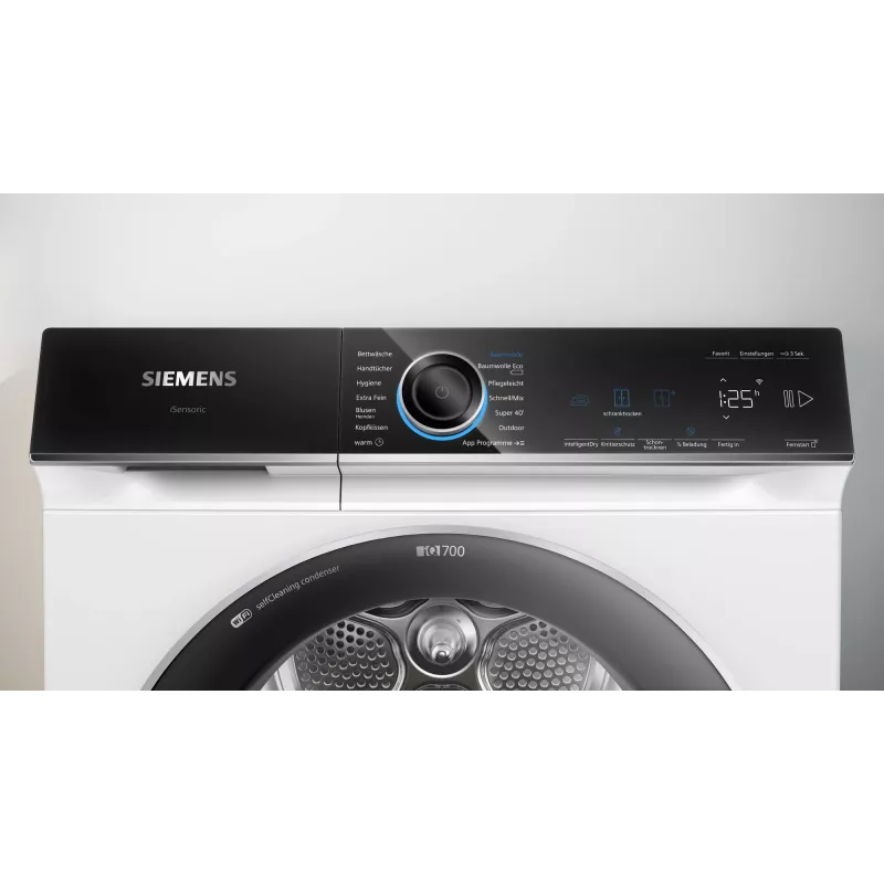 Siemens iQ700 WQ45B2B40 džiovinimo mašina Laisvai pastatoma Pakrovimas iš priekio 9 kg Balta
