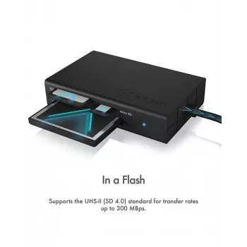 ICY BOX IB-CR401-C3 kortelių skaitytuvas USB 3.2 Gen 1 (3.1 Gen 1) Type-C juodas