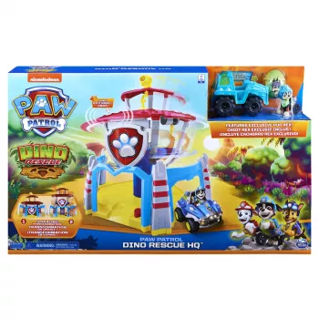 PAW Patrol Dino Rescue HQ žaidimų rinkinys su garsais, išskirtine Rex figūrėle ir transporto priemone