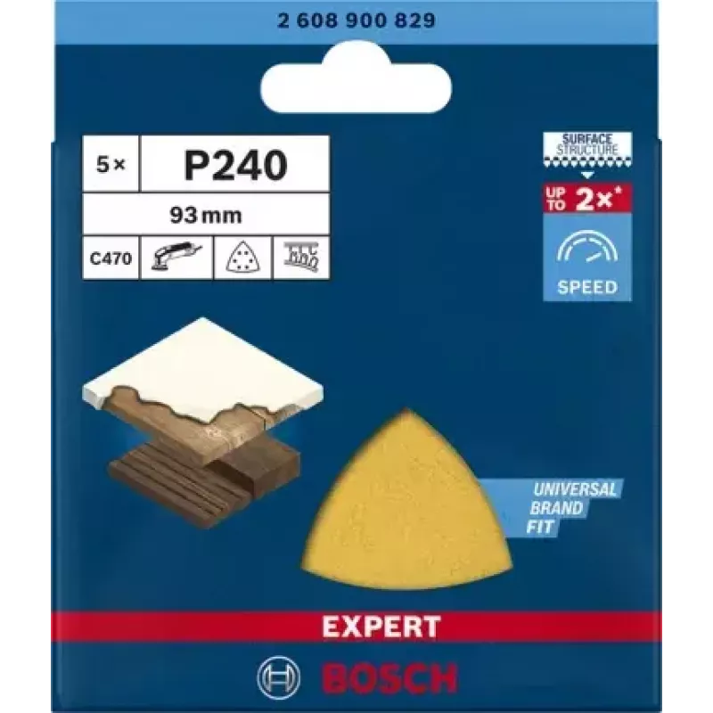 Bosch 2 608 900 829 šlifavimo popieriaus lapelis medienai, 93x93 mm, 5 vnt.