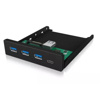 USB šakotuvas ICY BOX IB-HUB1418-i3 — GL3520/ASM1543, juodas, 101×137×25 mm