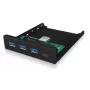 USB šakotuvas ICY BOX IB-HUB1418-i3 — GL3520/ASM1543, juodas, 101×137×25 mm