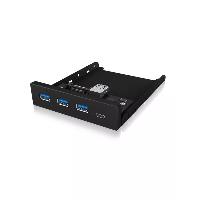 USB šakotuvas ICY BOX IB-HUB1418-i3 — GL3520/ASM1543, juodas, 101×137×25 mm