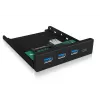 USB šakotuvas ICY BOX IB-HUB1418-i3 — GL3520/ASM1543, juodas, 101×137×25 mm
