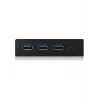 USB šakotuvas ICY BOX IB-HUB1418-i3 — GL3520/ASM1543, juodas, 101×137×25 mm