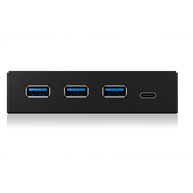 USB šakotuvas ICY BOX IB-HUB1418-i3 — GL3520/ASM1543, juodas, 101×137×25 mm